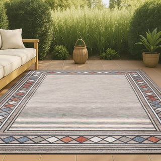 Sebastian High-low Modern Diamond Border Indoor/Outdoor Area Rug