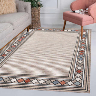 Sebastian High-low Modern Diamond Border Indoor/Outdoor Area Rug - JONATHAN Y
