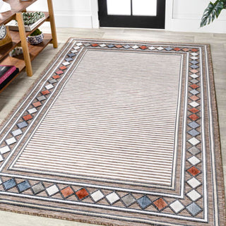 Sebastian High-low Modern Diamond Border Indoor/Outdoor Area Rug - JONATHAN Y