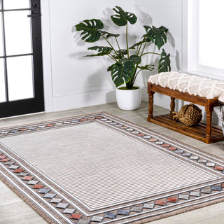 Sebastian High-low Modern Diamond Border Indoor/Outdoor Area Rug - JONATHAN Y