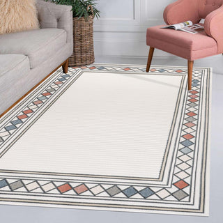 Sebastian High-low Modern Diamond Border Indoor/Outdoor Area Rug - JONATHAN Y