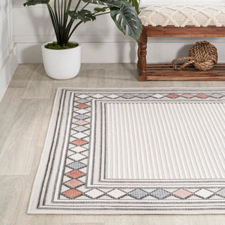 Sebastian High-low Modern Diamond Border Indoor/Outdoor Area Rug - JONATHAN Y