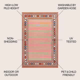 Sebastian High-low Modern Diamond Border Indoor/Outdoor Area Rug