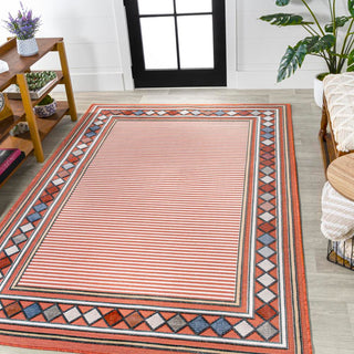 Sebastian High-low Modern Diamond Border Indoor/Outdoor Area Rug