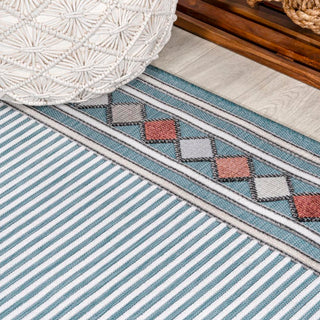 Sebastian High-low Modern Diamond Border Indoor/Outdoor Area Rug