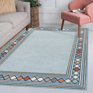 Sebastian High-low Modern Diamond Border Indoor/Outdoor Area Rug