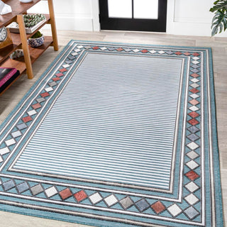 Sebastian High-low Modern Diamond Border Indoor/Outdoor Area Rug