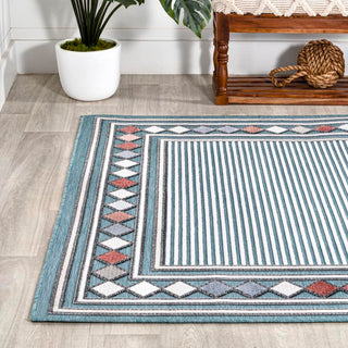 Sebastian High-low Modern Diamond Border Indoor/Outdoor Area Rug
