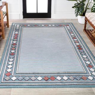 Sebastian High-low Modern Diamond Border Indoor/Outdoor Area Rug