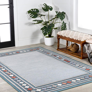 Sebastian High-low Modern Diamond Border Indoor/Outdoor Area Rug