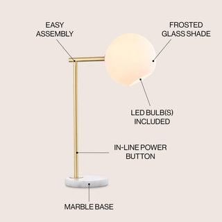 Charles 20.5" Metal/Marble LED Table Lamp - JONATHAN Y