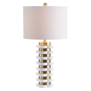Wellington 26.5" Quatrefoil Striped Resin LED Table Lamp - JONATHAN Y