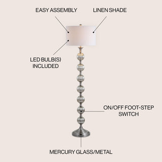 Oslo 60.5" Glass/Metal LED Floor Lamp - JONATHAN Y
