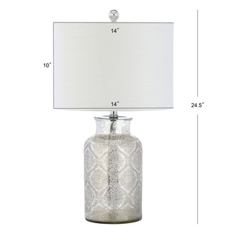 Emilia 24.5" Trellis Pattern Glass LED Table Lamp - JONATHAN Y