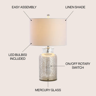 Emilia 24.5" Trellis Pattern Glass LED Table Lamp - JONATHAN Y