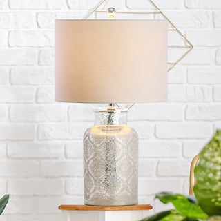 Emilia 24.5" Trellis Pattern Glass LED Table Lamp - JONATHAN Y