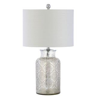 Emilia 24.5" Trellis Pattern Glass LED Table Lamp - JONATHAN Y