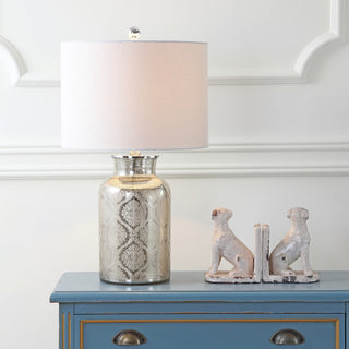 Emilia 24.5" Trellis Pattern Glass LED Table Lamp - JONATHAN Y