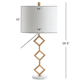 Diamante 29.5" Modern Gilt Metal with Marble Base LED Table Lamp - JONATHAN Y