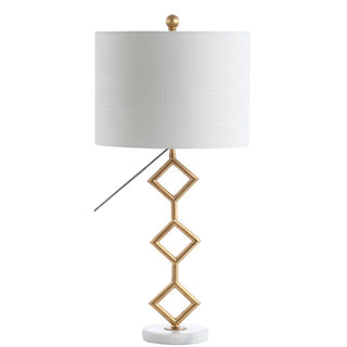 Diamante 29.5" Modern Gilt Metal with Marble Base LED Table Lamp - JONATHAN Y