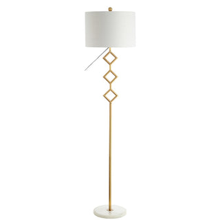 Diamante 61.5" Modern Gilt Metal with Marble Based LED Floor Lamp - JONATHAN Y