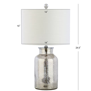Emilia 24.5" Trellis Pattern Glass LED Table Lamp - JONATHAN Y