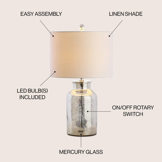 Emilia 24.5" Trellis Pattern Glass LED Table Lamp - JONATHAN Y