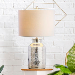 Emilia 24.5" Trellis Pattern Glass LED Table Lamp - JONATHAN Y