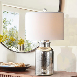 Emilia 24.5" Trellis Pattern Glass LED Table Lamp - JONATHAN Y