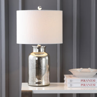 Emilia 24.5" Trellis Pattern Glass LED Table Lamp - JONATHAN Y