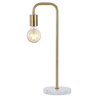 Axel 20.5" Minimalist Glam Gold Pipe Metal/Marble LED Table Lamp - JONATHAN Y