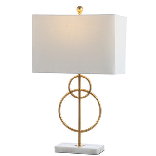 Haines 26" Modern Circle Marble/Metal LED Table Lamp - JONATHAN Y