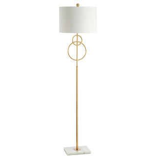 Haines 60" Modern Circle Marble/Metal LED Floor Lamp - JONATHAN Y