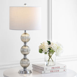Rita 30.5" Silvered Orbs Glass/Metal LED Table Lamp - JONATHAN Y