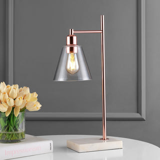 Lorena 22.25" Modern Glam Metal/Marble LED Table Lamp - JONATHAN Y
