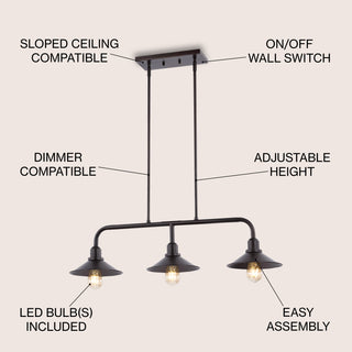 Cade 34.25" Metal Farmhouse Industrial LED Pendant