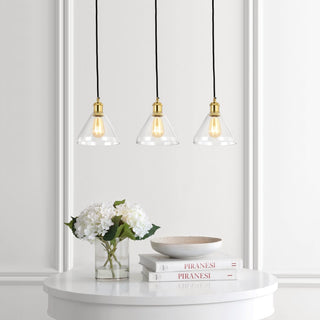 Kiawah Island 30.5" Metal/Glass Contemporary Modern  LED Pendant - JONATHAN Y