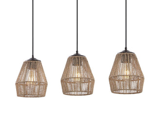 Ibiza Island 30" Seagrass/Metal Bohemian Coastal LED Pendant - JONATHAN Y