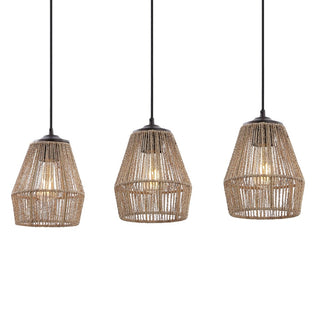 Ibiza Island 30" Seagrass/Metal Bohemian Coastal LED Pendant - JONATHAN Y
