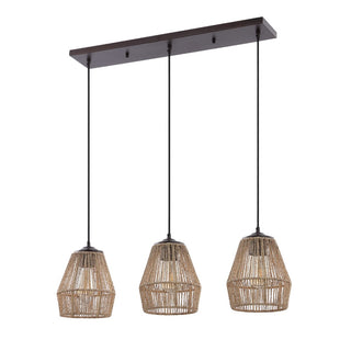Ibiza Island 30" Seagrass/Metal Bohemian Coastal LED Pendant - JONATHAN Y