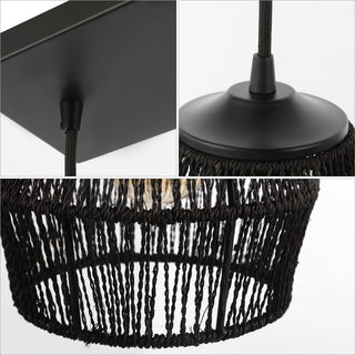 Ibiza Island 30" Seagrass/Metal Bohemian Coastal LED Pendant - JONATHAN Y