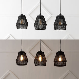 Ibiza Island 30" Seagrass/Metal Bohemian Coastal LED Pendant - JONATHAN Y