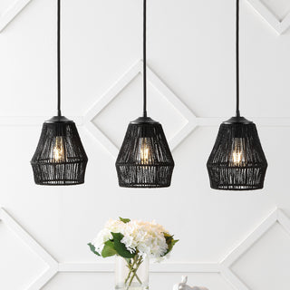 Ibiza Island 30" Seagrass/Metal Bohemian Coastal LED Pendant - JONATHAN Y
