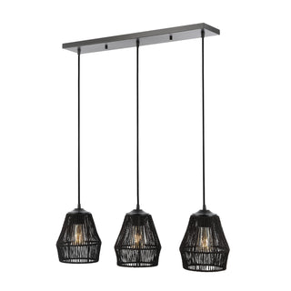 Ibiza Island 30" Seagrass/Metal Bohemian Coastal LED Pendant - JONATHAN Y