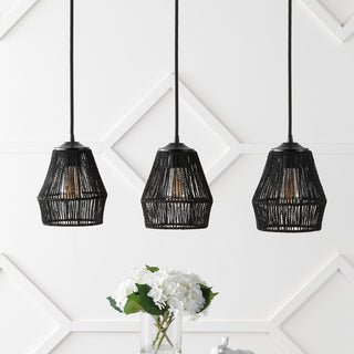 Ibiza Island 30" Seagrass/Metal Bohemian Coastal LED Pendant - JONATHAN Y