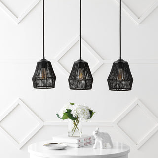 Ibiza Island 30" Seagrass/Metal Bohemian Coastal LED Pendant - JONATHAN Y