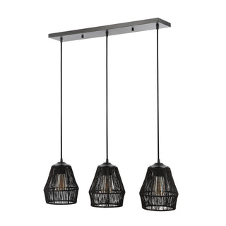 Ibiza Island 30" Seagrass/Metal Bohemian Coastal LED Pendant - JONATHAN Y