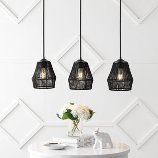 Ibiza Island 30" Seagrass/Metal Bohemian Coastal LED Pendant - JONATHAN Y