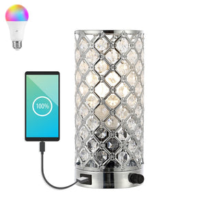 Lucie 9.5" Mid-Century Modern Iron/Acrylic LED Mini Uplight Table Lamp with USB Charging Port and Smart Bulb - JONATHAN Y