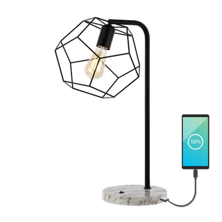 Penta 23.5" Industrial Farmhouse Head-Adjustable Iron LED Task Lamp with USB Charging Port - JONATHAN Y